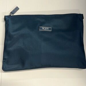 Tumi Navy Blue Nylon Zip Pouch Clutch Bag